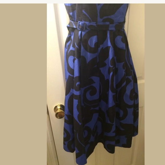 J. CREW Balustrade Blue Belted Scroll Floral Print Dress Knit Shift Sheath - Picture 6 of 8